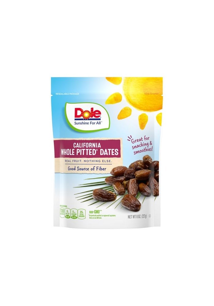 Dole California Whole Pitted Dates, Dried Fruit, Gluten Free Snack, 8 Oz Bag - Image 3